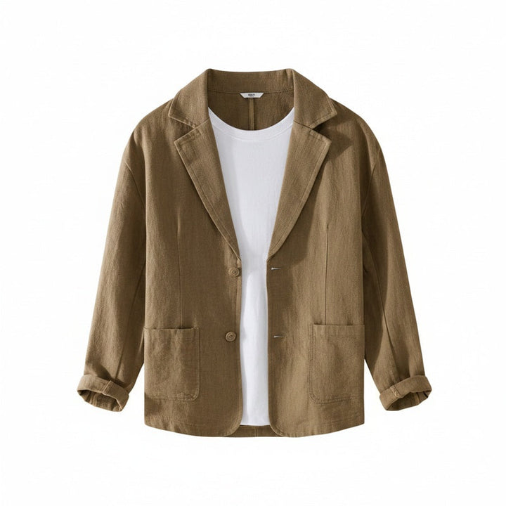 Heren regular fit blazer met klassieke reverskraag en knoopsluiting, ideaal voor een smart-casual look.