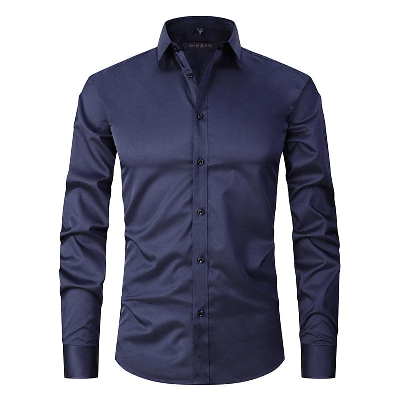 Trendy rekbaar heren overhemd; essentieel voor lente- en herfstmode, veelzijdig en comfortabel.