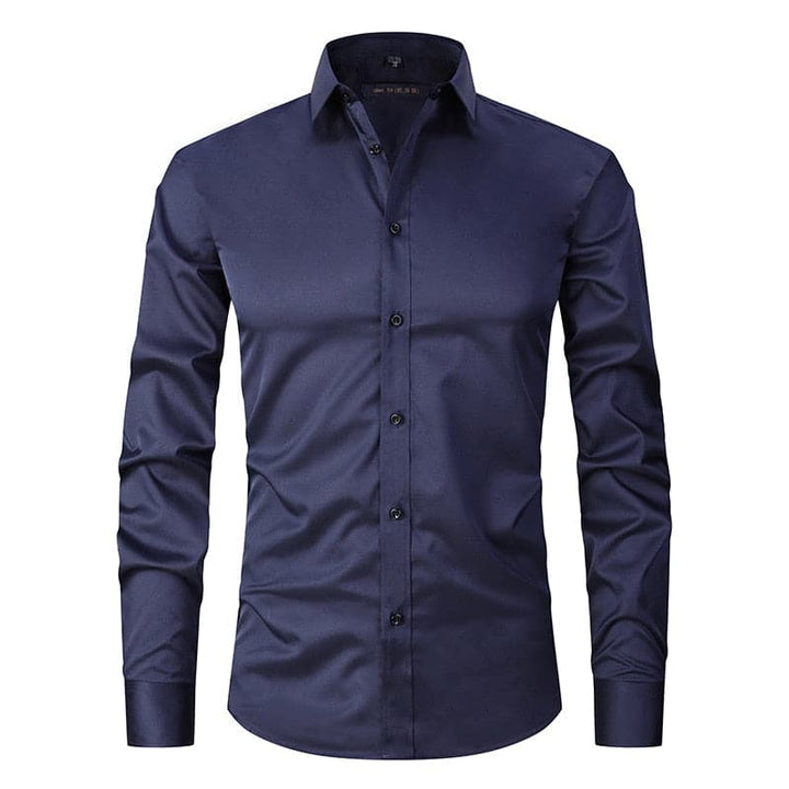 Trendy rekbaar heren overhemd; essentieel voor lente- en herfstmode, veelzijdig en comfortabel.
