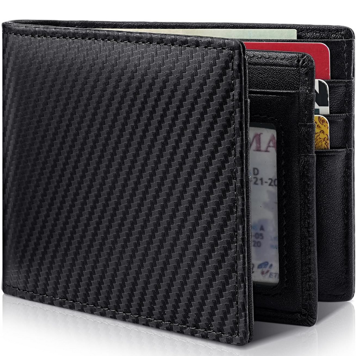 Stijlvolle bruine heren portemonnee van echt leer, RFID-veilig bifold ontwerp, perfect heren cadeau.