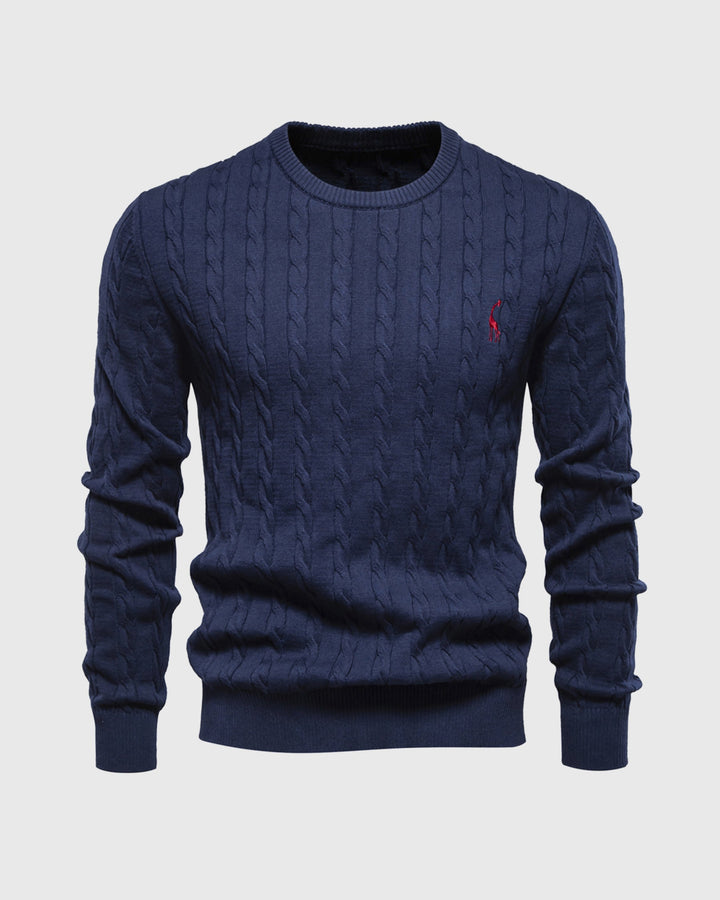 Zijaanzicht van een heren ribgebreid sweatshirt, perfect voor een comfortabele en stijlvolle lentelook.