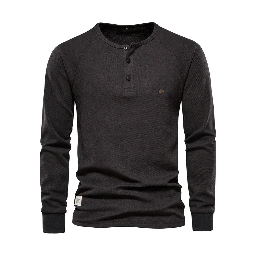 Ademend herenshirt met lange mouwen en ronde hals, ideaal voor actief comfort en een moderne, strakke pasvorm.