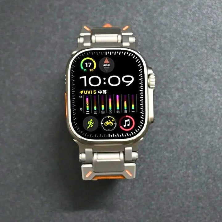 Zwarte siliconen heren polsband voor Apple Watch, ideaal voor dagelijks gebruik en sport. Compatibel met 42mm-49mm.