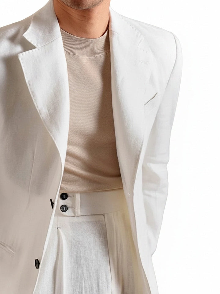 Heren slim fit blazer met stijlvolle reverskraag, ideaal voor zakelijke of smart casual gelegenheden.