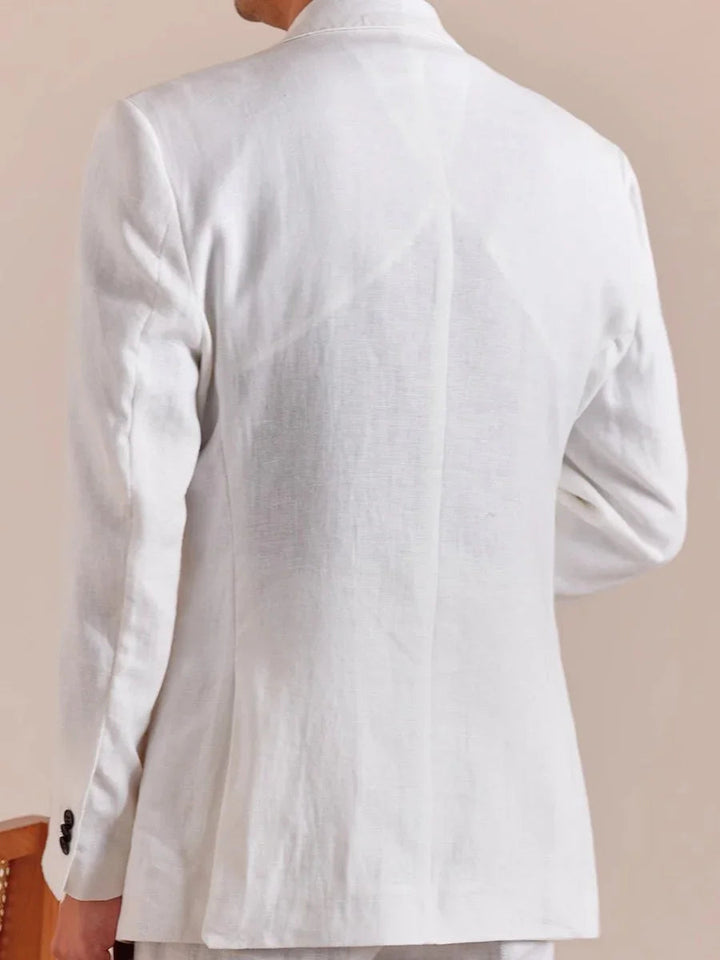 Veelzijdige heren slim fit blazer met revers, geschikt voor zowel zakelijke als feestelijke avondkleding.