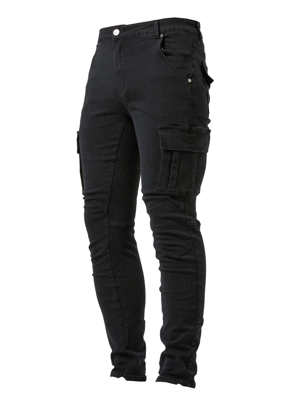 Trendy heren slim fit cargo jeans met meerdere functionele zakken, perfect voor dagelijkse streetwear stijl.