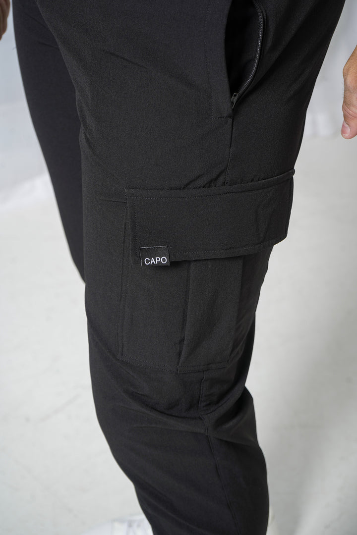 Heren slim fit cargobroek met elastische taille voor een perfecte pasvorm en extra comfort.