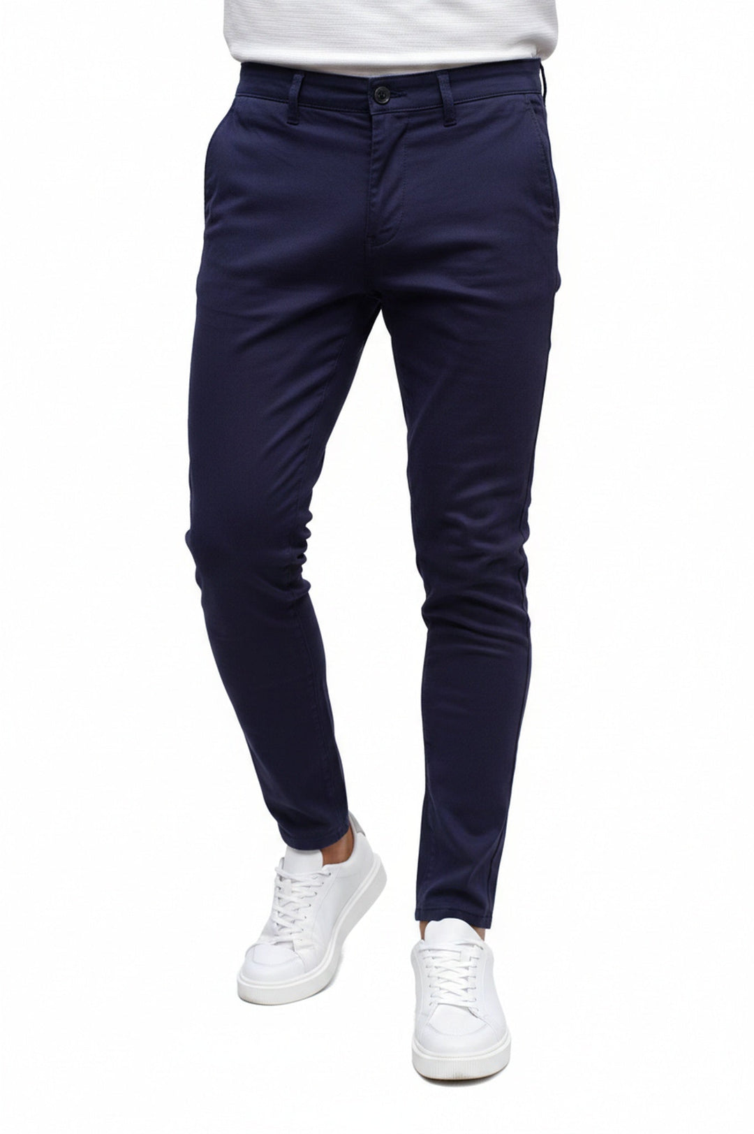 Heren slim fit chino broek met getaperde pijpen en comfortabele elastische tailleband, ideaal voor smart casual. (nl)