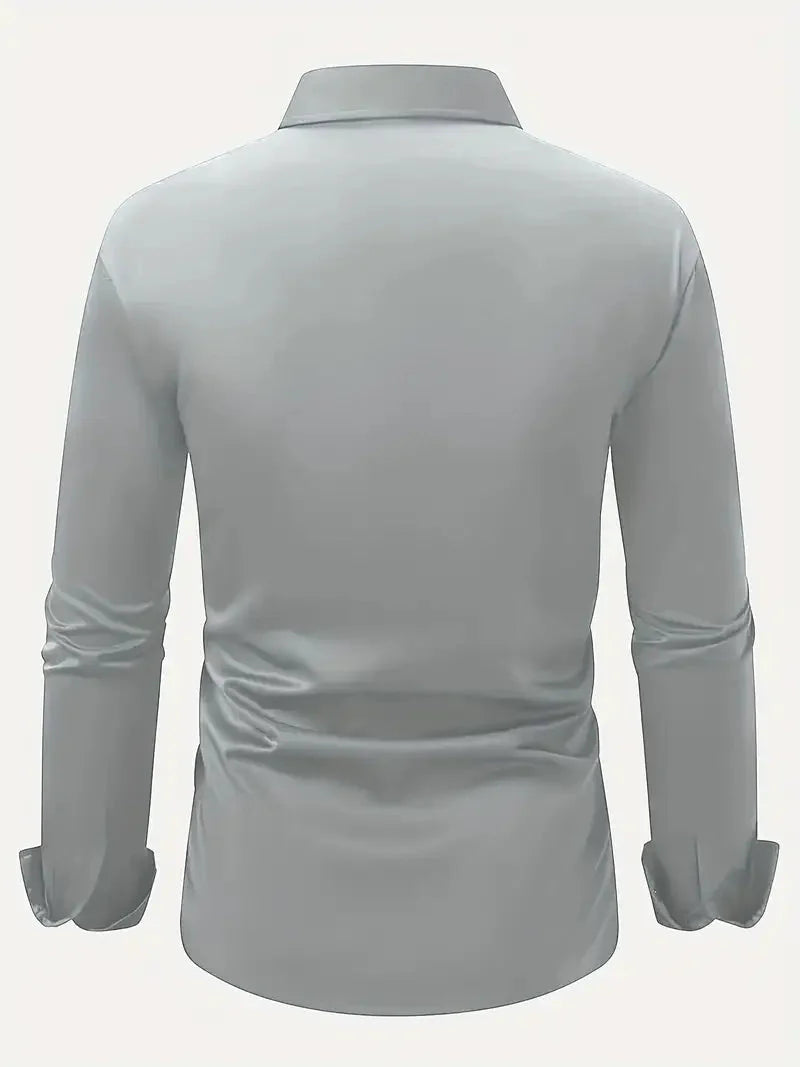 Trendy heren overhemd slim fit, lange mouwen, kentkraag. Perfect voor een modieuze zakelijke outfit.