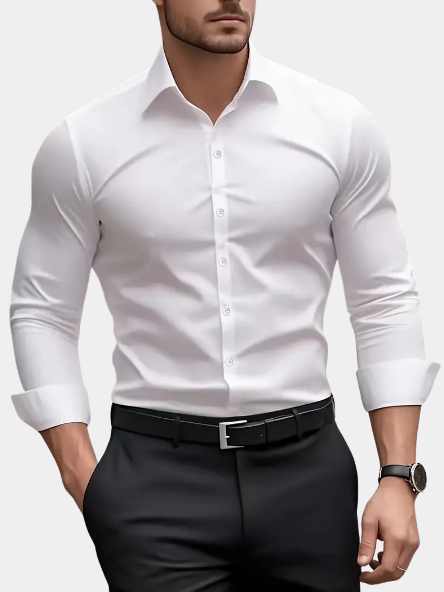 Stijlvol heren overhemd, slim fit model, lange mouwen, met tijdloze klassieke kraag.