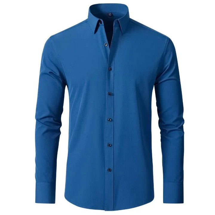 Ademend comfort van het heren stretch overhemd met lange mouw, ideaal voor lange dagen zonder kreukels.