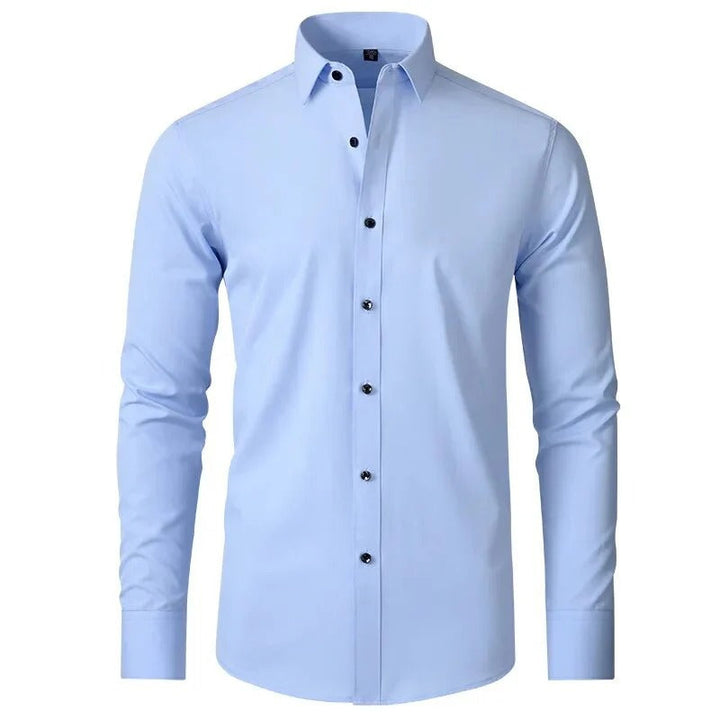 Wit strijkvrij heren stretch overhemd, ademend en slim fit, onmisbaar in elke herengarderobe.