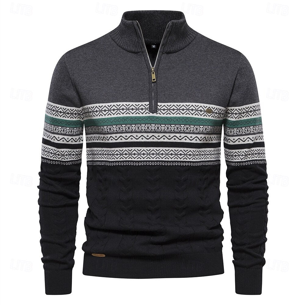 Veelzijdige heren trui met halve rits; moderne slim fit bovenkleding, ideaal voor herfst- en winterdagen.