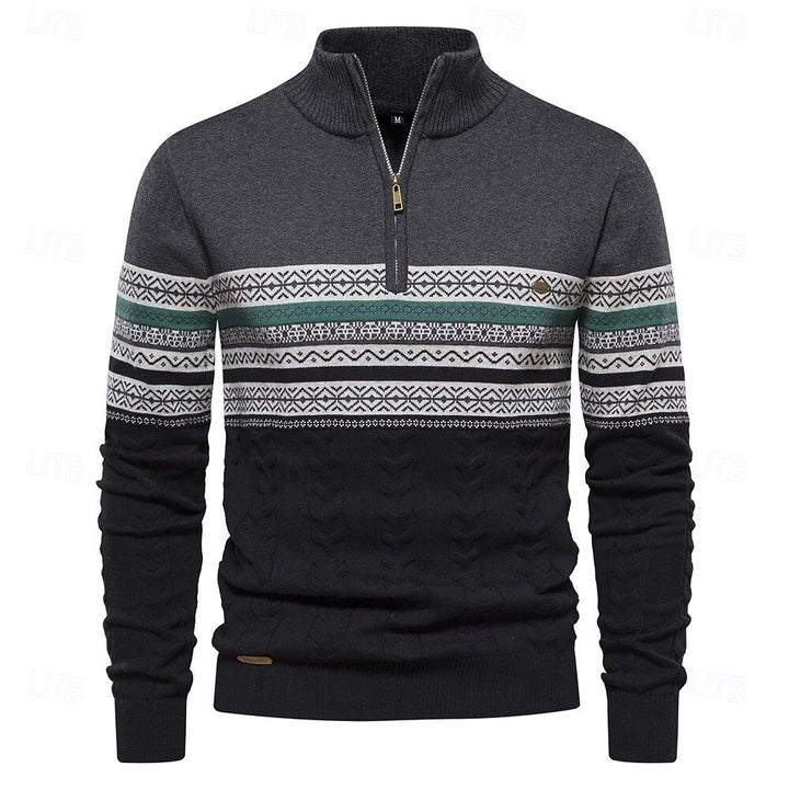 Veelzijdige heren trui met halve rits; moderne slim fit bovenkleding, ideaal voor herfst- en winterdagen.