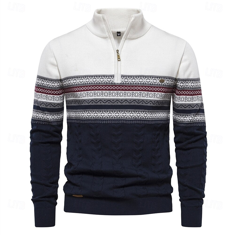 Elegante heren trui met halve rits; comfortabele slim fit bovenkleding voor een veelzijdige look.