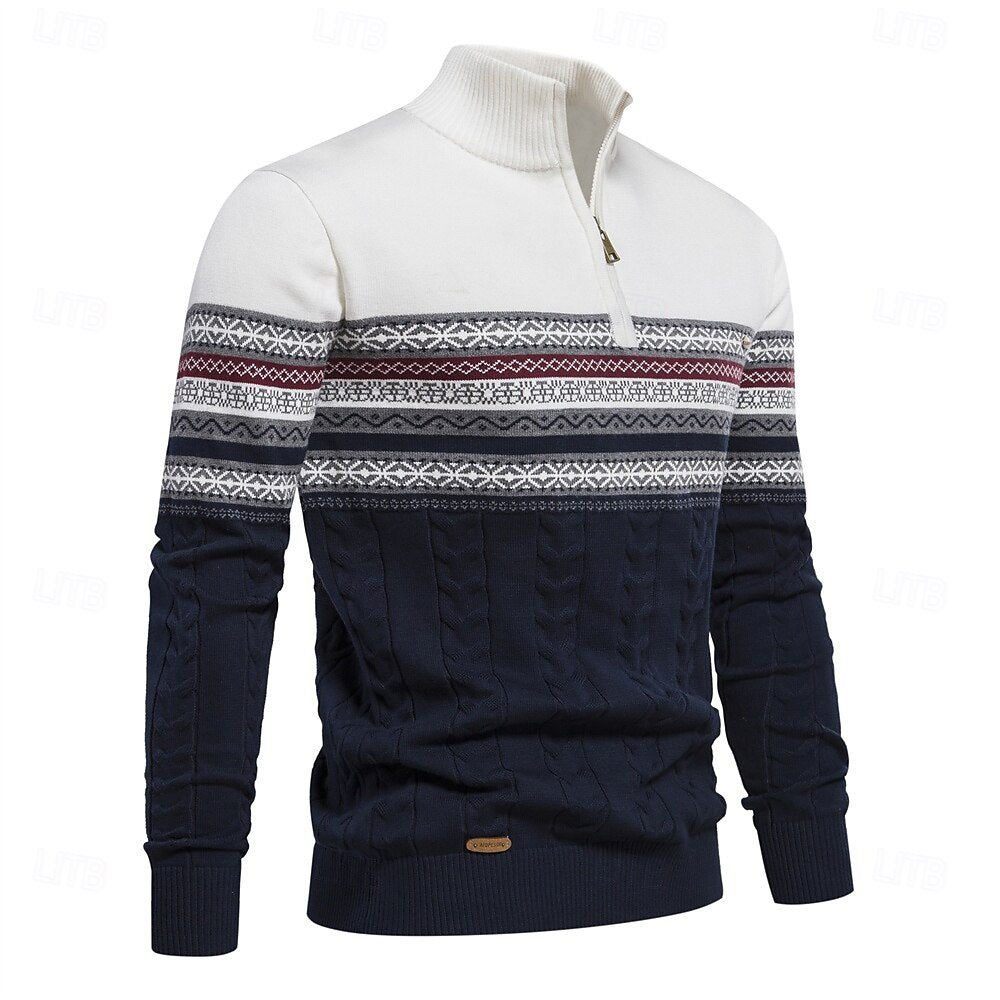 Ribgebreide heren trui met halve rits; een veelzijdige slim fit sweater voor elke gelegenheid.