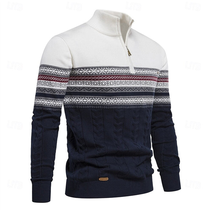 Ribgebreide heren trui met halve rits; een veelzijdige slim fit sweater voor elke gelegenheid.