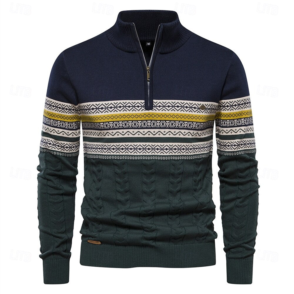 Heren halve rits trui in slim fit; moderne & comfortabele herfstmode, ideaal voor een verzorgde look.