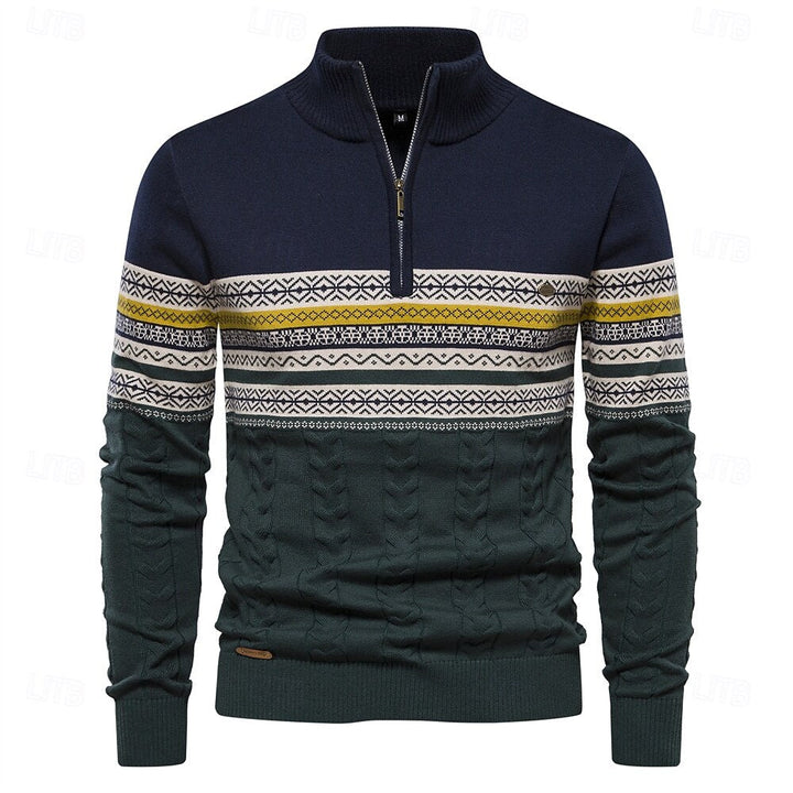 Heren halve rits trui in slim fit; moderne & comfortabele herfstmode, ideaal voor een verzorgde look.
