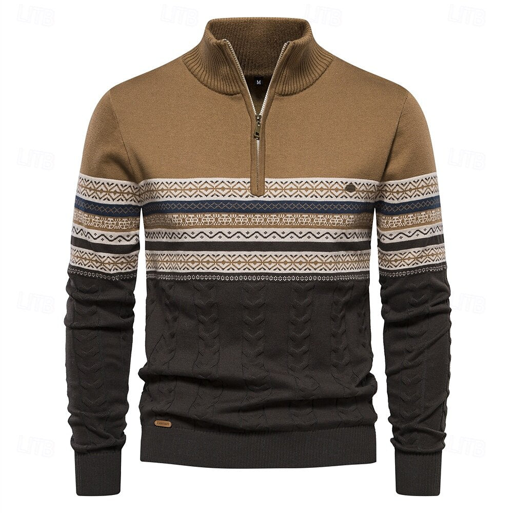 Comfortabele slim fit heren trui; stijlvolle halve rits sweater, perfect voor casual winterkleding.