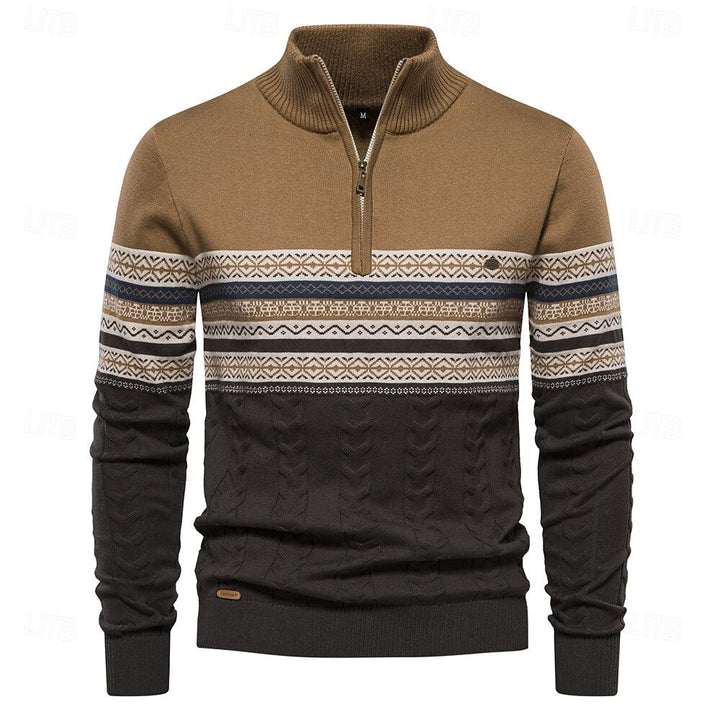 Comfortabele slim fit heren trui; stijlvolle halve rits sweater, perfect voor casual winterkleding.