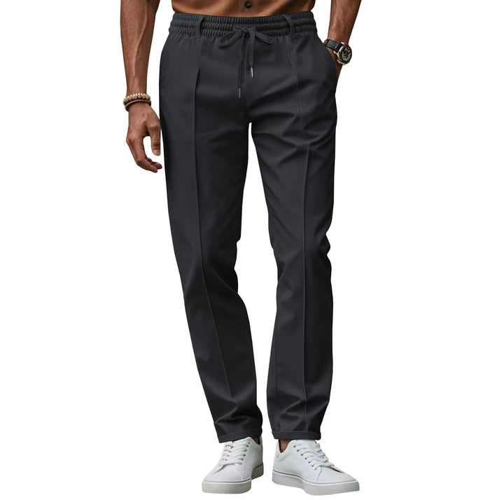 Comfortabele heren kantoor broek met elastische taille, modern slim fit design.