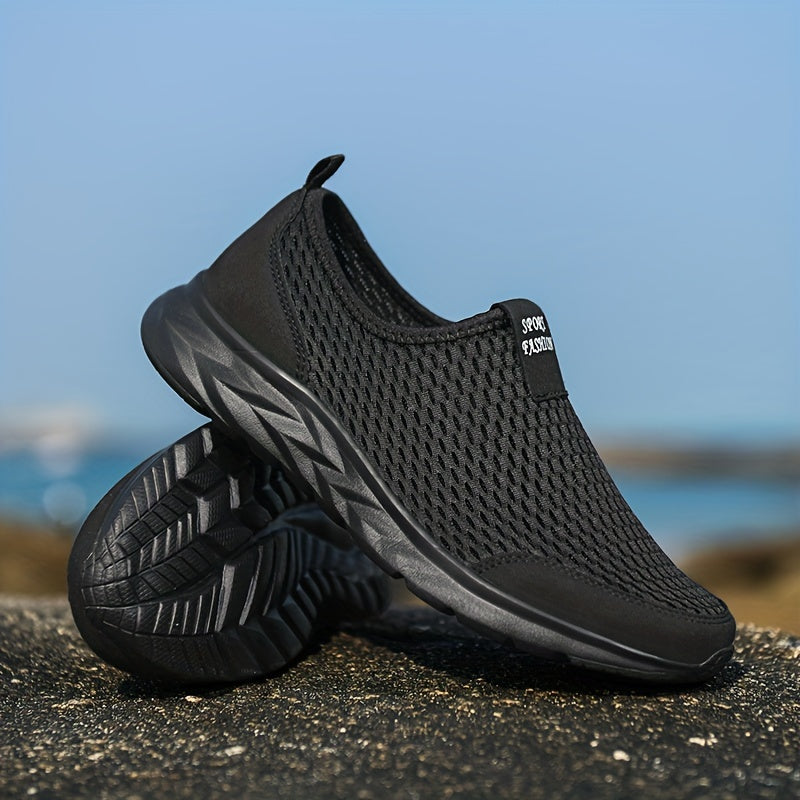 "Heren slip-on sneakers met ademend mesh en EVA-zool, ideaal voor wandelen en dagelijks comfort, zonder veters."