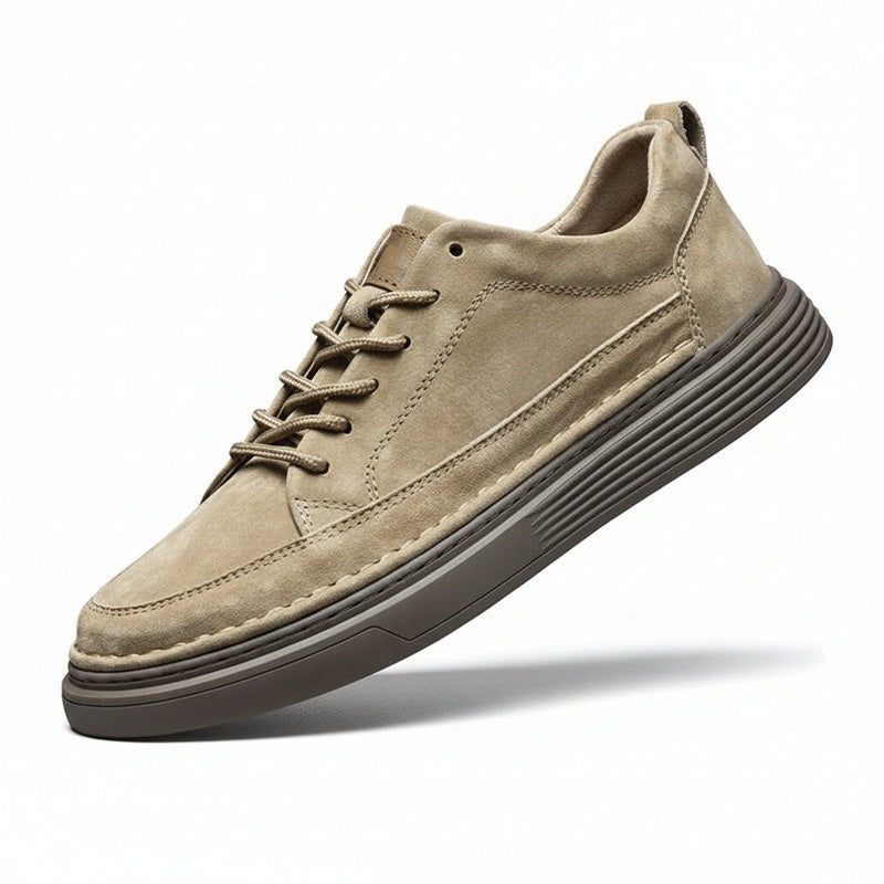 Heren sneakers met dikke zool in khaki; trendy & comfortabel voor dagelijks gebruik.