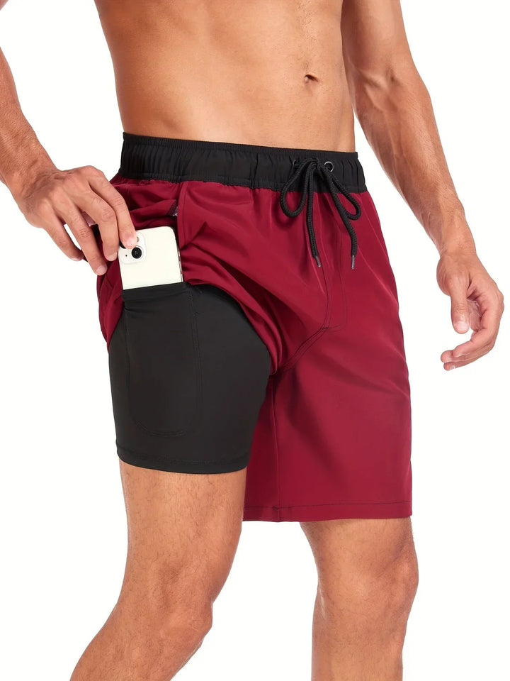 Zomerse heren zwembroek, sneldrogend en comfortabel polyester, perfect voor zwemkleding, sport en ontspanning op het strand.