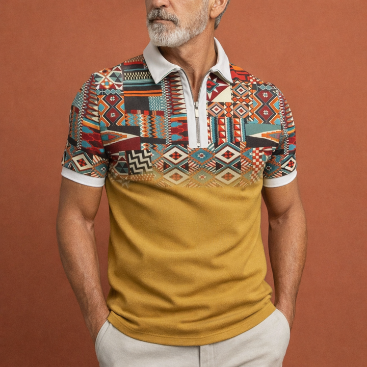 Trendy heren slimfit polo met retro strepen; perfect voor zomerse dagen. Comfortabel en stijlvol herenkleding.