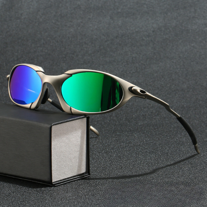 Onyx titanium heren zonnebril, sportief design, gepolariseerde lenzen voor outdoor UV-bescherming.