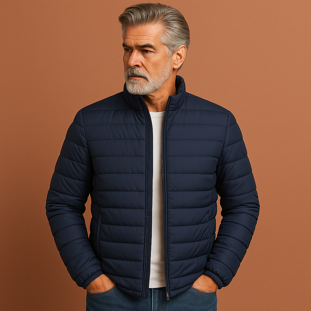 Casual heren overgangsjas, slim fit, perfect voor lente en zomerse dagen.