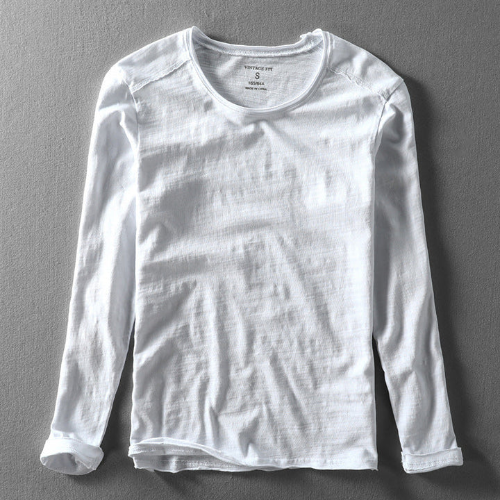 Comfortabel heren basic T-shirt met lange mouw en ronde hals, perfect voor een stijlvolle gelaagde look.