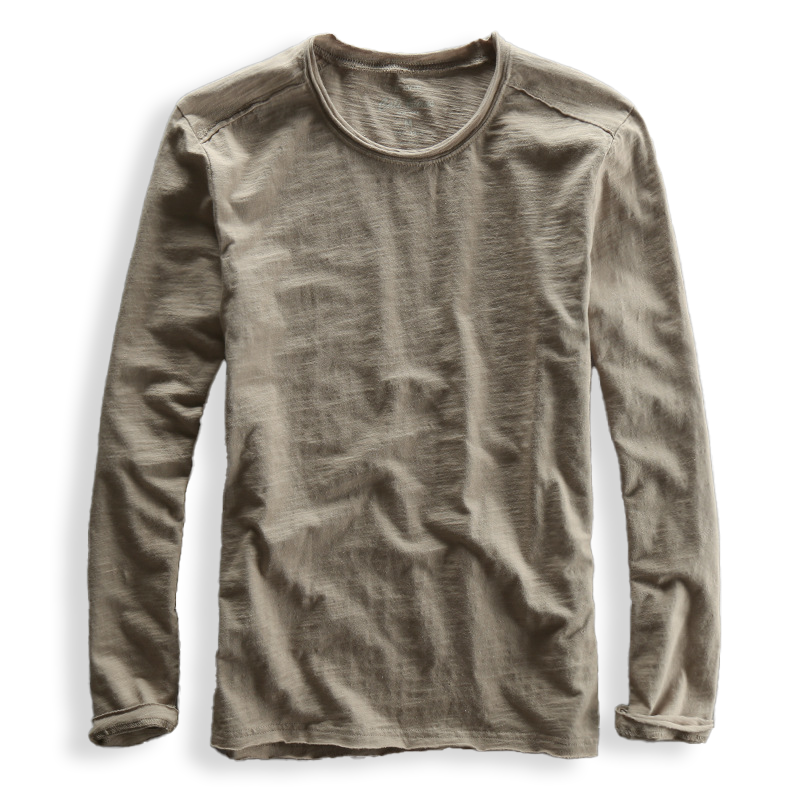 Heren T-shirt lange mouw, vintage pasvorm en ronde hals. Een comfortabel en stijlvol basic shirt voor mannen.