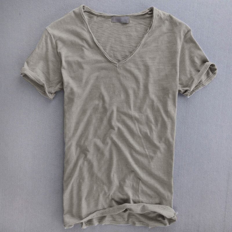 Comfortabel heren T-shirt met diepe V-hals en korte mouwen, ideaal voor zomerse casual kleding.