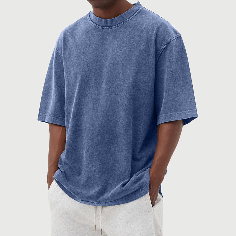 Heren t-shirt met gewassen look, relaxte pasvorm en korte mouw. Comfortabel en casual voor elke dag.