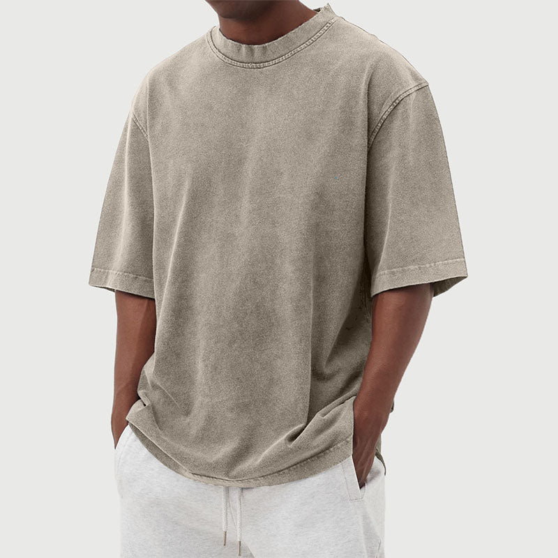 Veelzijdig heren t-shirt, gewassen look, relaxte pasvorm. Geschikt als casual top of laagje gedurende het hele jaar.