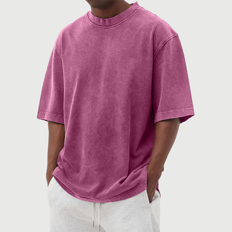 Casual heren t-shirt, korte mouw, met opvallende gewassen look. Relaxed fit en comfortabel voor dagelijks gebruik.