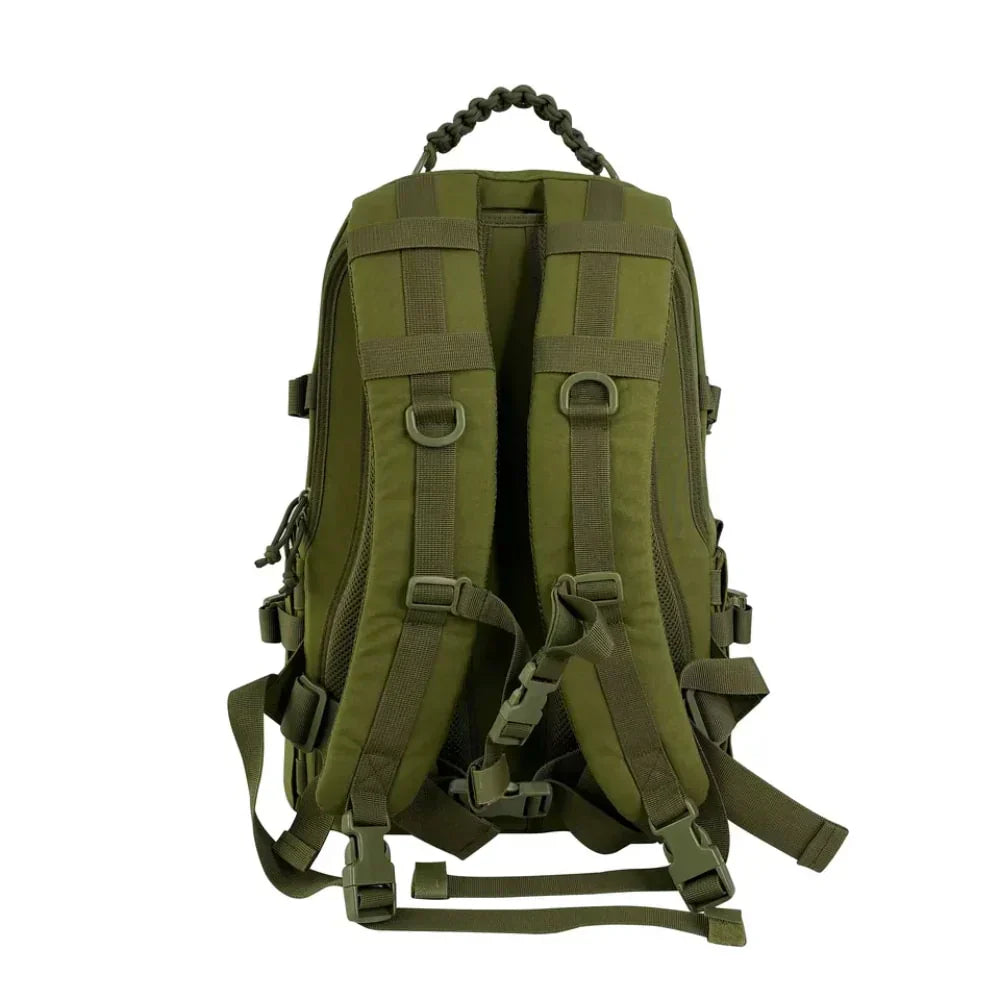 Veelzijdige heren tactische rugzak met MOLLE-systeem, perfect voor outdoor reizen.