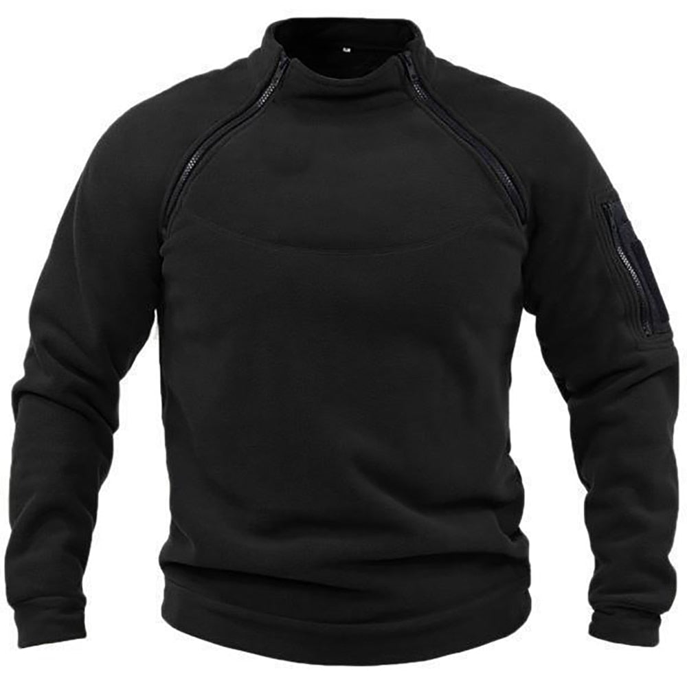 Heren tactische trui, warm en robuust voor outdoor activiteiten. Ideaal voor winterse avonturen.