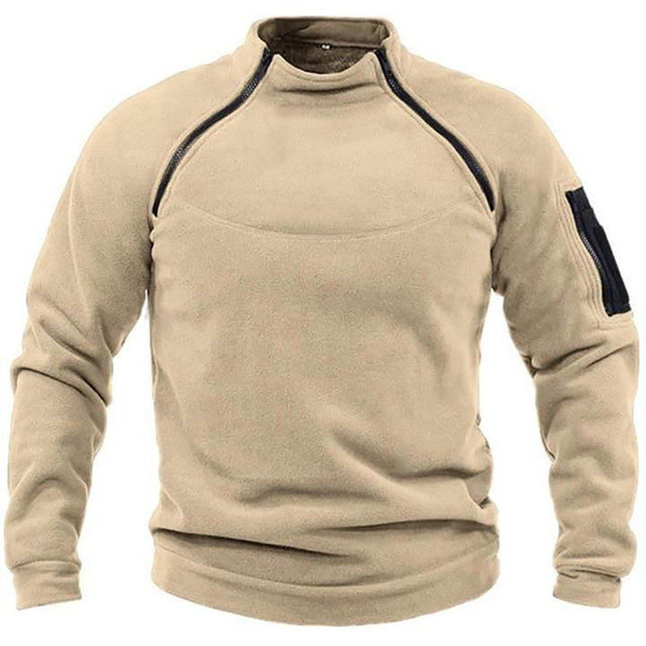 Zwarte tactische heren trui, warm en comfortabel. Essentieel voor outdoor avonturen in de winter.