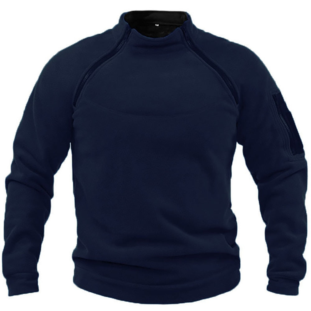 Kaki tactische heren trui, robuuste winterkleding voor comfortabele buitenactiviteiten en adventure.