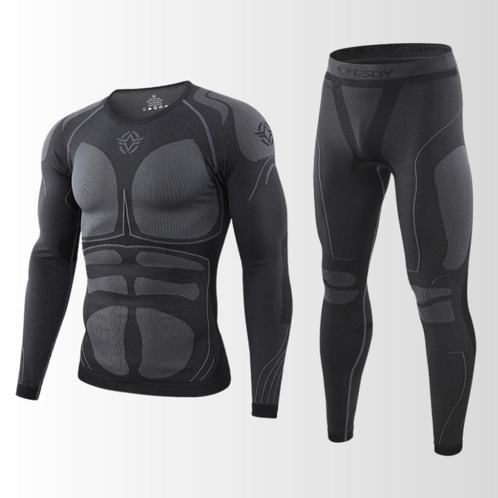 Heren thermisch ondergoed set (lange mouwen shirt & broek), ideaal voor wintersport en outdoor activiteiten.