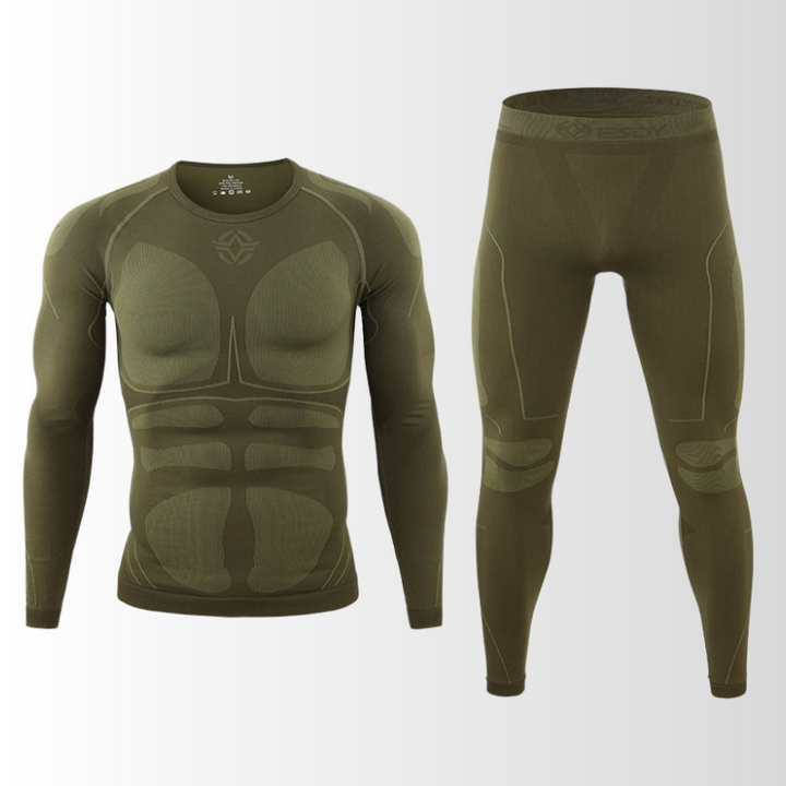 Heren winter ondergoed set, thermisch en ademend voor koude outdoor activiteiten en sport.