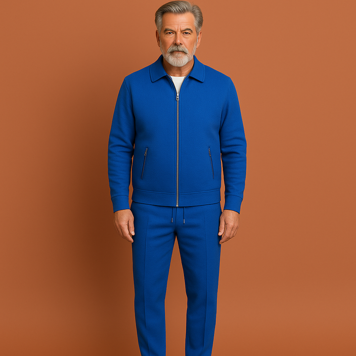 Heren casual trainingspak met ritsjack, een veelzijdige vrijetijdskleding set die comfort en stijl combineert.