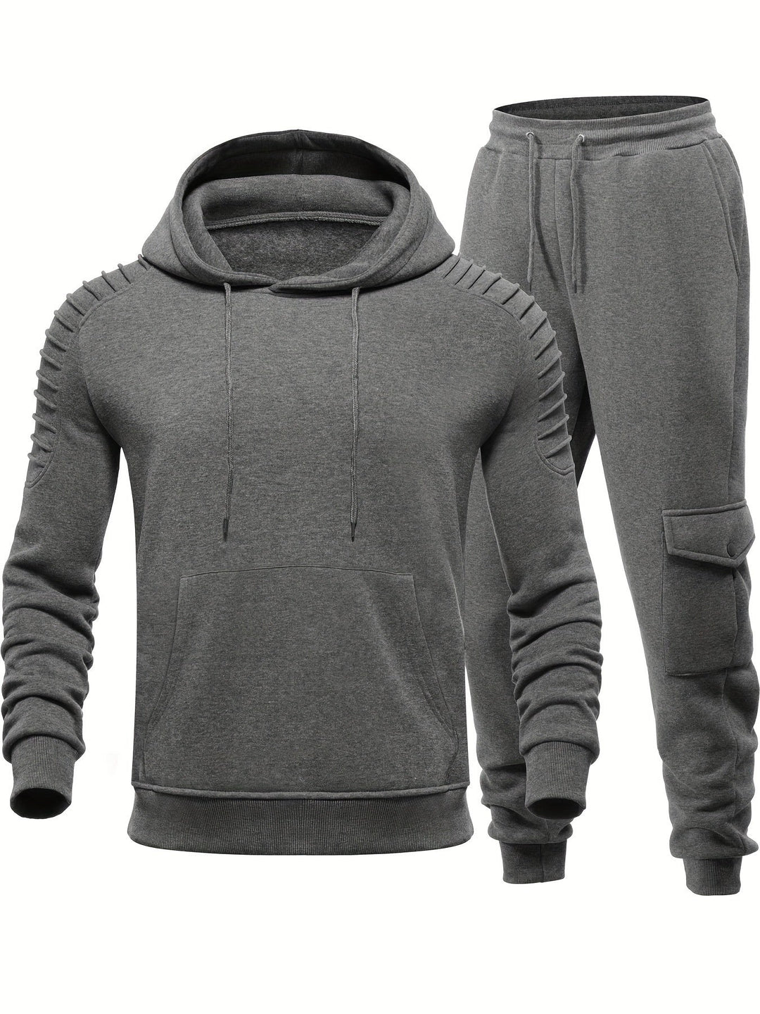 Sportieve heren fitness kleding set, bestaande uit trui met lange mouwen en passende joggingsbroek.