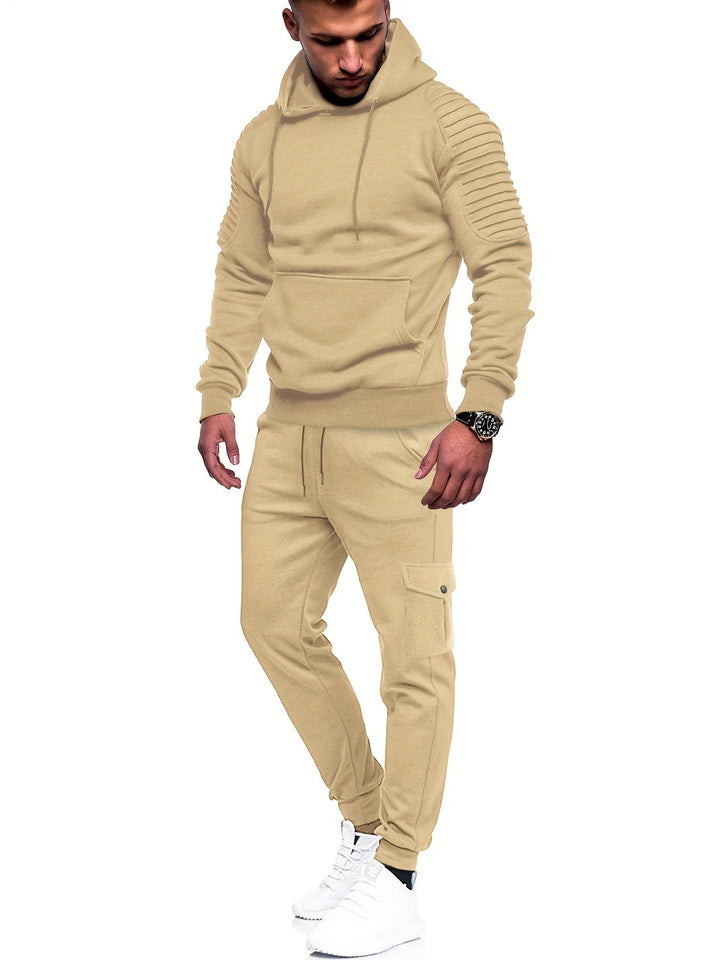 Comfortabel heren vrijetijdskleding set; machinewasbaar joggingpak met zachte stof en lange mouwen.