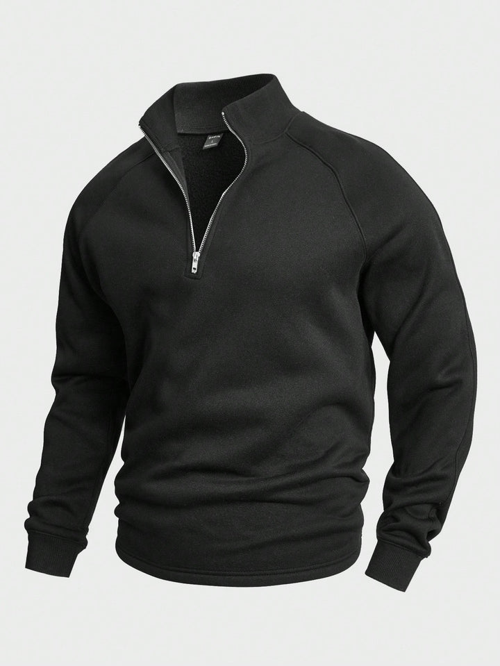 Heren trui met halve rits en opstaande kraag, comfortabel voor casual mode en dagelijks gebruik.