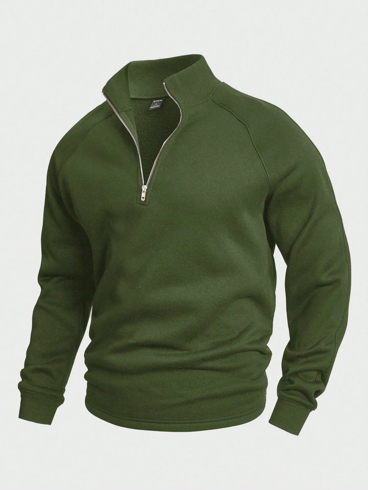 Casual heren sweatshirt met halve rits, sportief en veelzijdig voor elke gelegenheid.