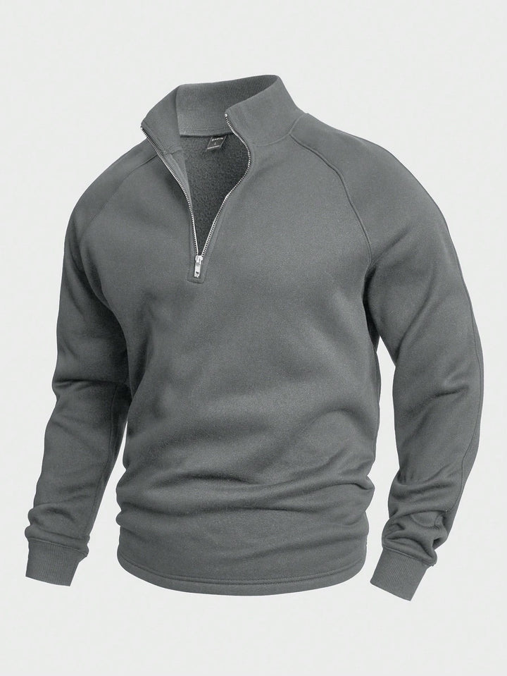 Tijdloze heren trui met opstaande kraag en praktische halve rits, ideaal voor comfortabele mode.